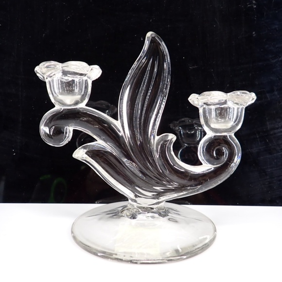 Duncan and Miller Canterbury Glass Candle Holder Candelabra Double Vintage 1937 - Picture 2 of 7
